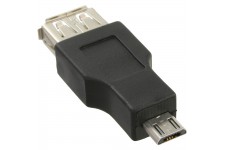 Adaptateur Micro USB, InLine®, prise Micro-B à USB A prise femelle. Cet adaptateur ne est pas compatible OTG.