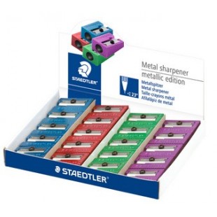 Lot de 20 : STAEDTLER Taille-crayon Metallic, en métal, présentoir de 20