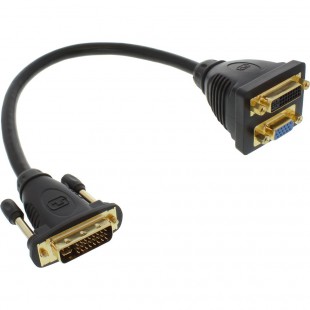 Câble adaptateur DVI, prise DVI sur DVI-prise femelle + S-VGA prise femelle