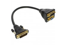 Câble adaptateur DVI, prise DVI sur DVI-prise femelle + S-VGA prise femelle