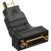 Adaptateur HDMI-DVI, 19 broches mâle sur 24+1 Bu, avec 180° angle, contacts dorés