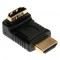 Adaptateur HDMI 19 broches prise/prise femelle, anguleux vers haut, contacts dorés