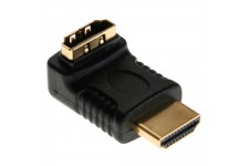 Adaptateur HDMI 19 broches prise/prise femelle, anguleux vers haut, contacts dorés