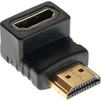 Adaptateur HDMI 19 broches prise/prise femelle, anguleux vers bas, contacts dorés