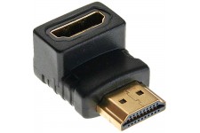 Adaptateur HDMI 19 broches prise/prise femelle, anguleux vers bas, contacts dorés