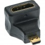 Adaptateur InLine® HDMI HDMI A femelle à HDMI D mâle coudé doré