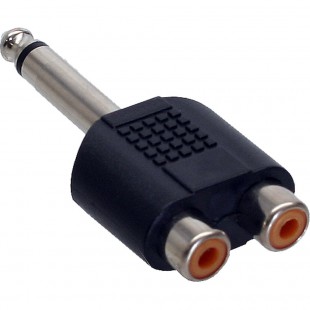 Adaptateur audio, InLine®, 6,3mm jack Mono à 2x connecteur Cinch femelle