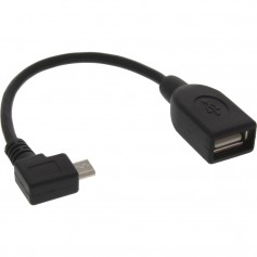 Câble adaptateur InLine® Micro USB OTG Micro-B mâle coudé vers USB A femelle 0,1 m