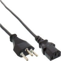 Câble d'alimentation, InLine®, Suisse, noir, H05VV-F, 3x0,75mm², 1,0m