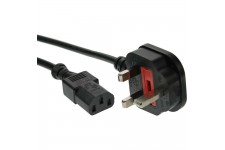 Câble d'alimentation, InLine®, fiche Angleterre à 3 broches IEC C13, noir, H05VV-F, 3x0,75mm², 0,5m