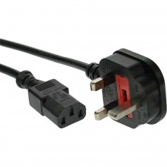 Câble d'alimentation, InLine®, fiche Angleterre à 3 broches IEC C13, noir, H05VV-F, 3x0,75mm², 1,0m