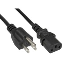Câble d'alimentation, InLine®, connecteur d'alimentation américain vers connecteur IEC C13 à 3 broches, noir, 18AWG, 0,5 m