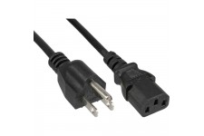 Câble d'alimentation, InLine®, fiche d'alimentation USA vers connecteur IEC C13 à 3 broches, noir, 18AWG, 5,0 m