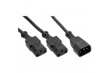 Câble d'alimentation en Y InLine®, type allemand F 1x IEC-C14 à 2x IEC-C13, 1 m