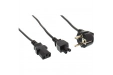 InLine® Power Y-Cable CEE7 / 7 mâle coudé vers C13 et C5 mâle 2m