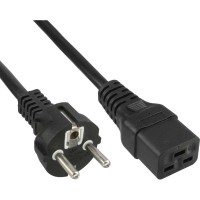 Câble réseau 16A, InLine®, antichocs en ligne droite sur prise dispositifs froids IEC320/C19, 1m