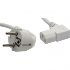 Câble d'alimentation InLine®, Schutzkontakt CEE7 / 7 coudé sur 3 broches IEC-C13 coudé, gris, 0,5 m