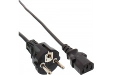 Câble d'alimentation, InLine®, Schutzkontakt droit jusqu'à 3 broches IEC C13, noir, H05VV-F, 3x0.75mm², 0,5m