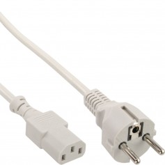 Câble d'alimentation, type F, droit vers connecteur IEC, 0,5 m, gris
