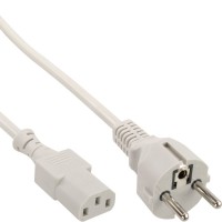 Câble d'alimentation, type F, droit vers connecteur IEC, 1,8 m, gris