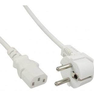 Câble d'alimentation, Schutzkontakt vers IEC 3 broches femelle, blanc, H05VV-F, 3x0.75mm², 0.5m