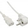 Câble d'alimentation, Schutzkontakt vers IEC 3 broches femelle, blanc, H05VV-F, 3x0.75mm², 1.0m