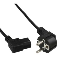 Câble d'alimentation InLine®, Schutzkontakt coudé sur C13, coudé à gauche, noir, H05VV-F 3Gx1.00mm², 5m