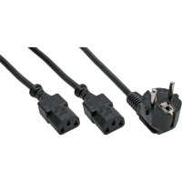 Câble d'alimentation en Y InLine®, allemand, type F noir 1m