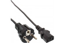 Câble d'alimentation, InLine®, Schutzkontakt droit jusqu'à 3 broches IEC C13, noir, H05VV-F, 3x0.75mm², 0.3m