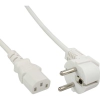 Câble d'alimentation, Schutzkontakt vers IEC 3 broches femelle, blanc, H05VV-F, 3x0.75mm², 0.3m