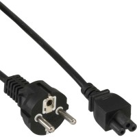 Câble réseau pour Notebook, InLine®, raccord de câbles en 3 pôl., noir, 1,8m