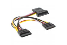 Câble adaptateur d'électricité SATA, InLine®, SATA mâle/fem. à 2x SATA mâle, 15cm