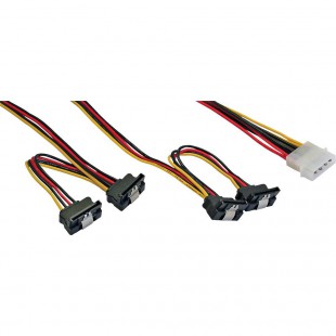 Câble d'alimentation en Y interne InLine® 1x Molex à 4x SATA coudé avec loquets 40 + 55cm