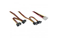 Câble d'alimentation en Y interne InLine® 1x Molex à 4x SATA coudé avec loquets 40 + 55cm