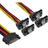 Câble électrique en Y SATA, InLine®, SATA fem. à 4x SATA mâle plié, 0,15m