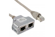 Cat.5e / Adaptateur ISDN T (reproductrice port) RJ45 mâle à 2x RJ45 Bu, 15cm, InLine®