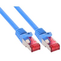 Câble de raccordement InLine® S / FTP PiMF Cat.6 250 MHz sans cuivre halogène bleu 0.3m