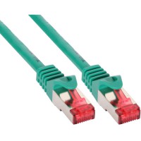 Câble de raccordement InLine® S / FTP PiMF Cat.6 250 MHz sans cuivre, sans halogène, vert 10 m