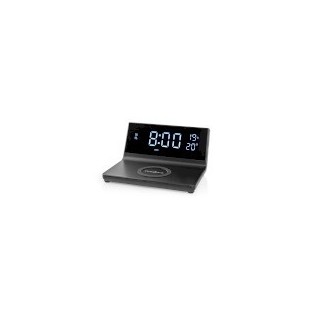 Réveil et Chargeur Sans Fil | Certifié Qi | 5 / 7.5 / 10 / 15 W | USB-A Mâle | 2 Heures d'alarme | Fonction Snooze