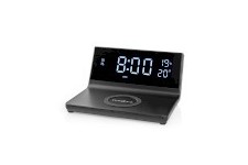 Réveil et Chargeur Sans Fil | Certifié Qi | 5 / 7.5 / 10 / 15 W | USB-A Mâle | 2 Heures d'alarme | Fonction Snooze