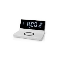 Réveil et Chargeur Sans Fil | Certifié Qi | 5 / 7.5 / 10 / 15 W | USB-A Mâle | 2 Heures d'alarme | Fonction Snooze