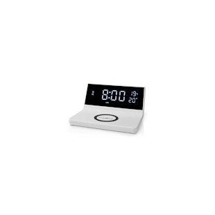 Réveil et Chargeur Sans Fil | Certifié Qi | 5 / 7.5 / 10 / 15 W | USB-A Mâle | 2 Heures d'alarme | Fonction Snooze