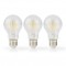 Ampoule LED filament E27 | A60 | 8 W | 1055 lm | 2700 K | Blanc Chaud | 3 pièces