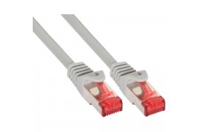 Câble de raccordement InLine® S / FTP PiMF Cat.6 PVC CCA 250 MHz gris 0.3m