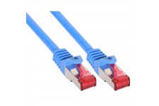 Câble de raccordement InLine® S / FTP PiMF Cat.6 PVC CCA 250 MHz, bleu, 1 m