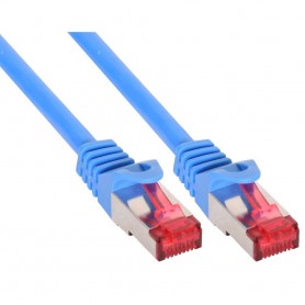Câble Patch InLine® S / FTP PiMF Cat.6 PVC CCA 250 MHz bleu 0.3m