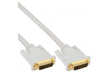 Câble InLine® DVI-D 24 + 1 mâle vers mâle DVI Dual Link blanc / or 2m