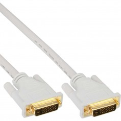 Câble InLine® DVI-D 24 + 1 mâle vers mâle DVI Dual Link blanc / or 3 m