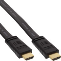 Câble haute vitesse câble plat HDMI InLine® avec Ethernet plaqué or noir 1,5 m