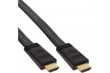 Câble haute vitesse câble plat HDMI InLine® avec Ethernet plaqué or noir 1,5 m